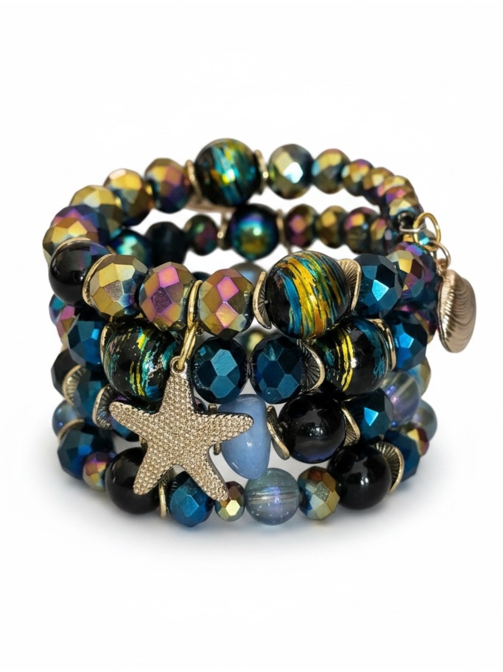 Tol Dezigns | Coastal Nights Memory Wire Bracelet - Picture 4 of 6